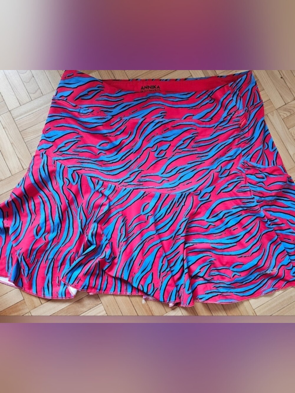 ANNIKA Red & Blue Zebra Print Skort